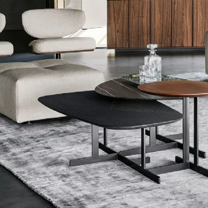 Stackable Kumo tables in wood or marble by Bonaldo.