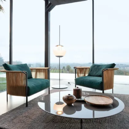 Alton armchair in leather and fabric by Lema