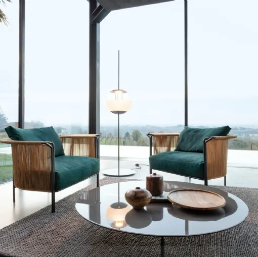 Alton armchair in leather and fabric by Lema
