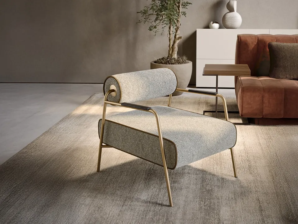 Levante armchair in upholstered fabric by Pianca