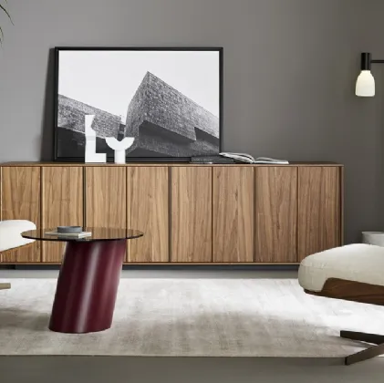 Design armchair Olos in fabric and wood by Bonaldo