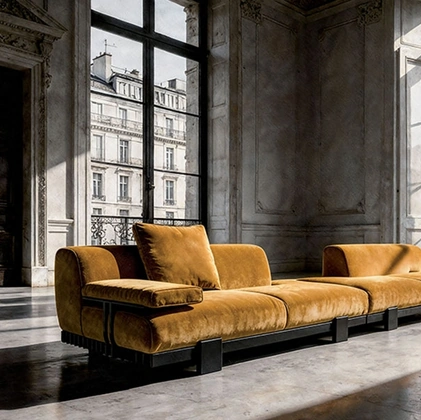 Padded fabric sofa bed by Alivar