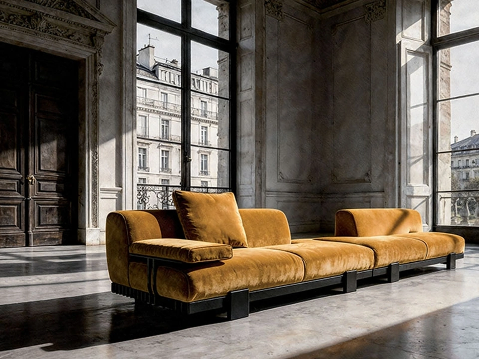 Padded fabric sofa bed by Alivar