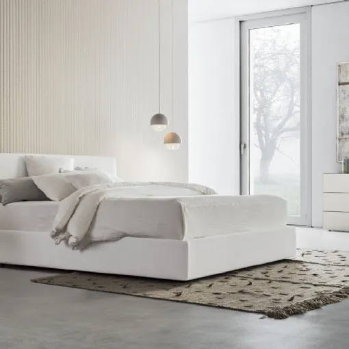 Fabric bed with Beta Up storage box by Pianca.
