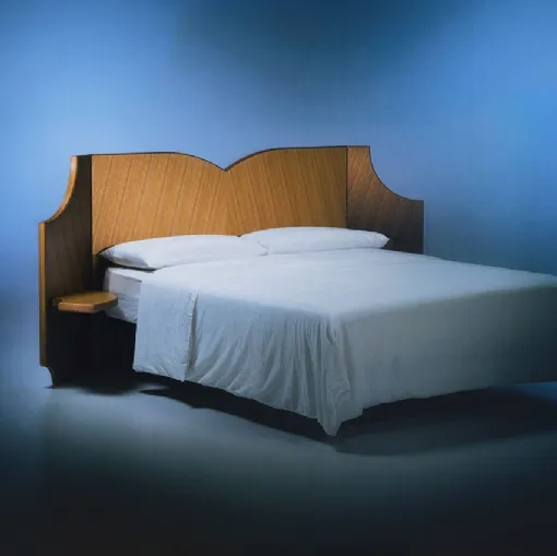 Fiocco Bed with wooden headboard by Bolzan Letti.