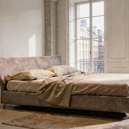 Maya Plus bed with padded fabric upholstery by Alivar