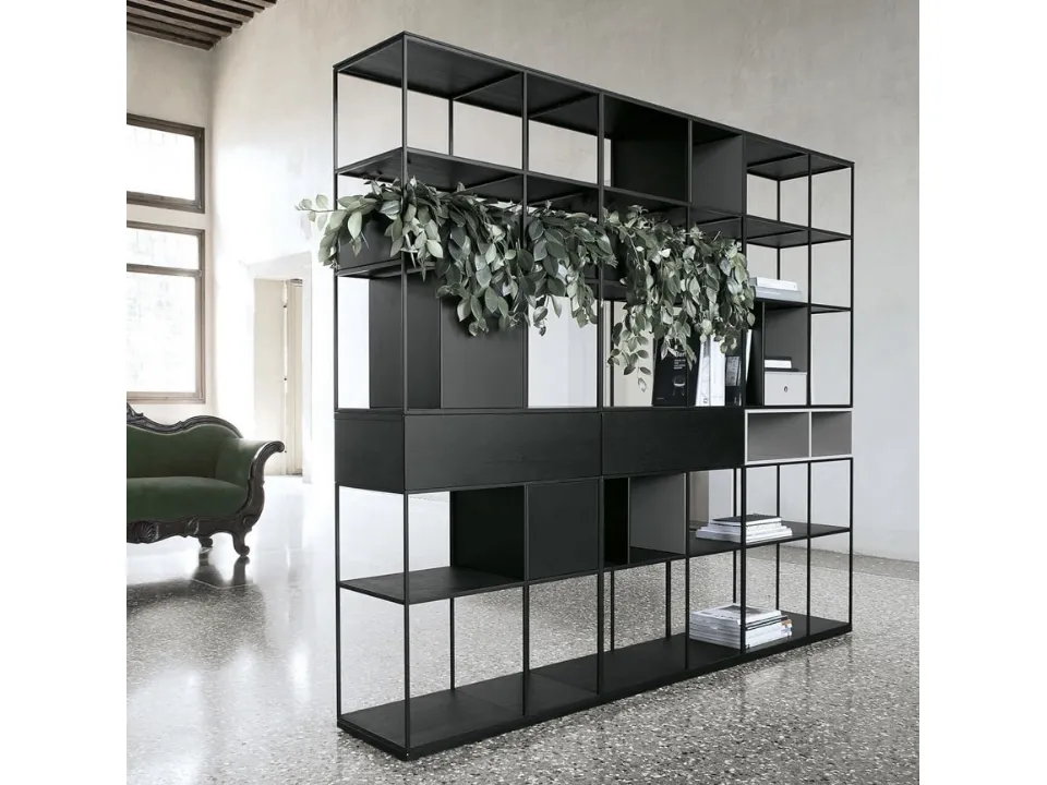 Atelier Configuration 02 bookcase in black oak and steel by Extendo.