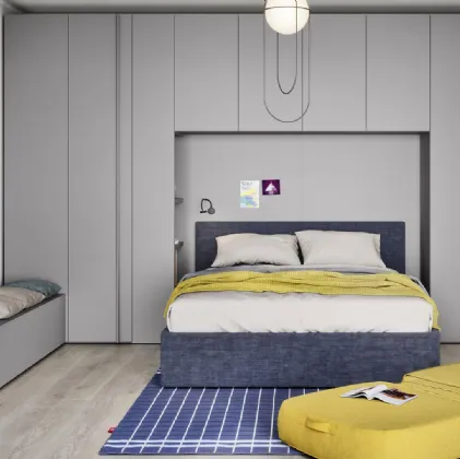 Double bed loft bedroom with Arial bed by Nidi
