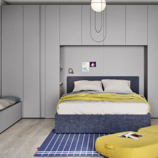 Double bed loft bedroom with Arial bed by Nidi