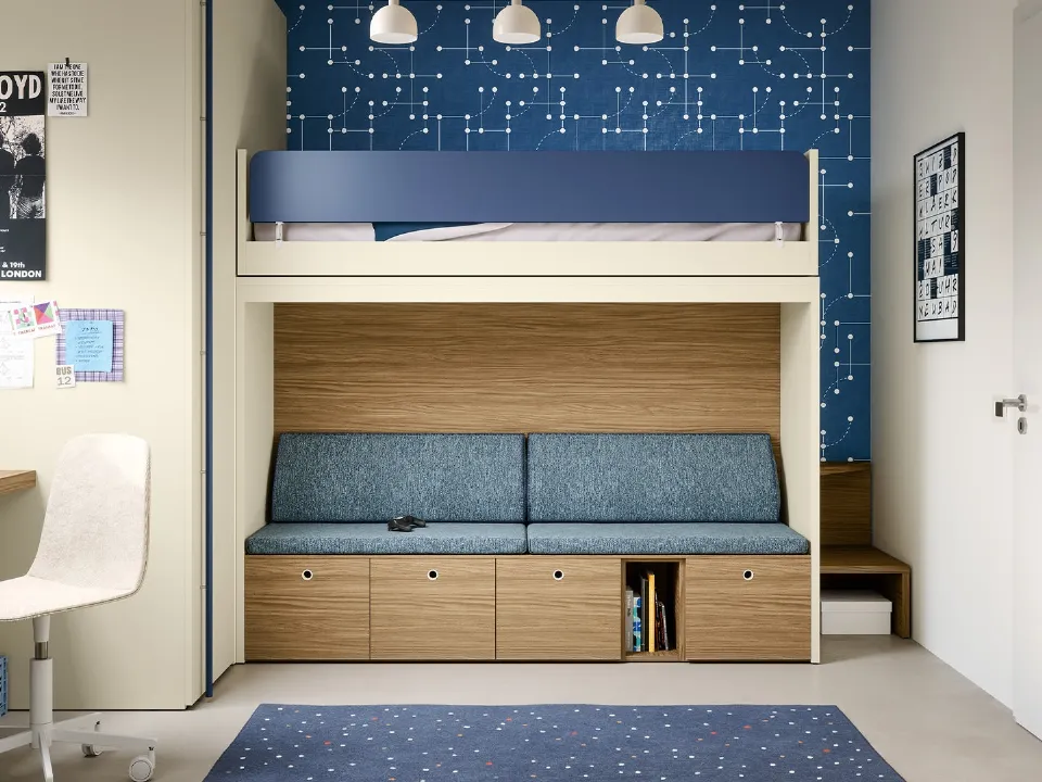 Bedroom with Skid bunk beds by Nidi.