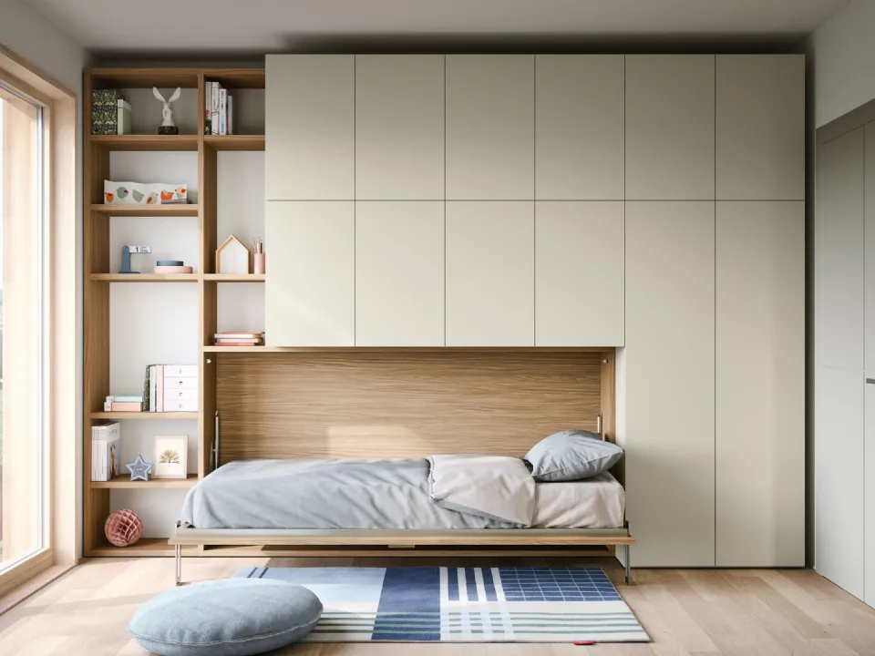 Twiddy space-saving children's bedroom with a foldaway bed by Nidi