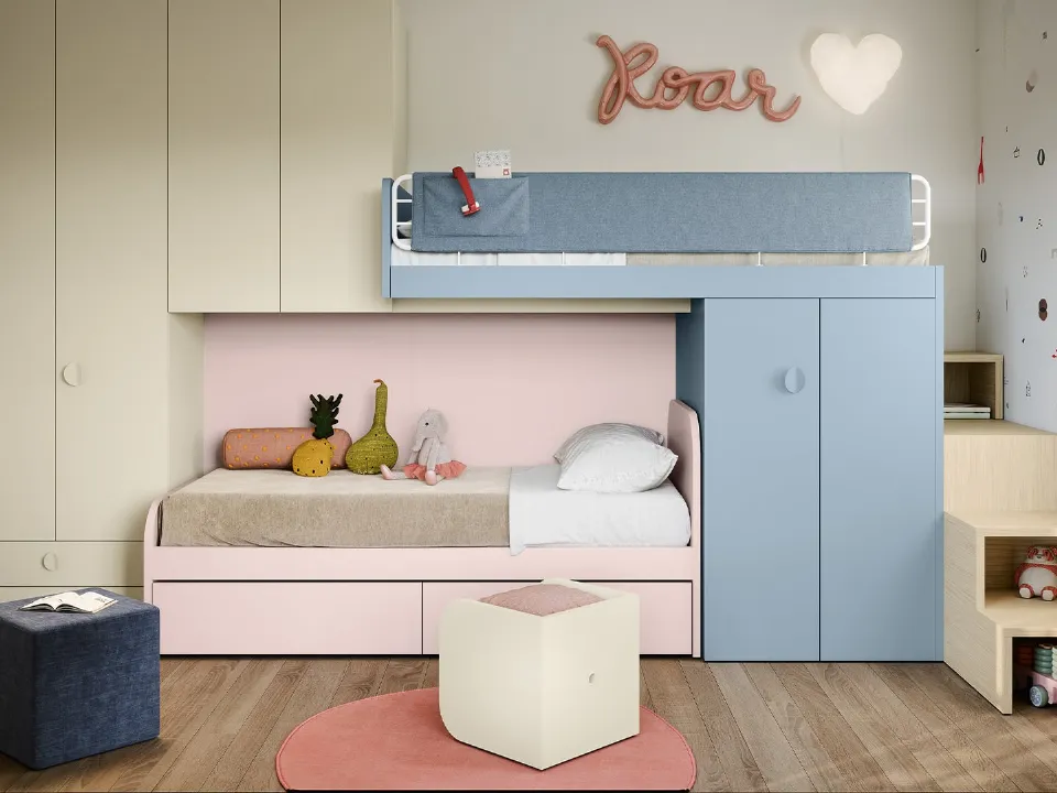 Bedroom with loft beds by Nidi
