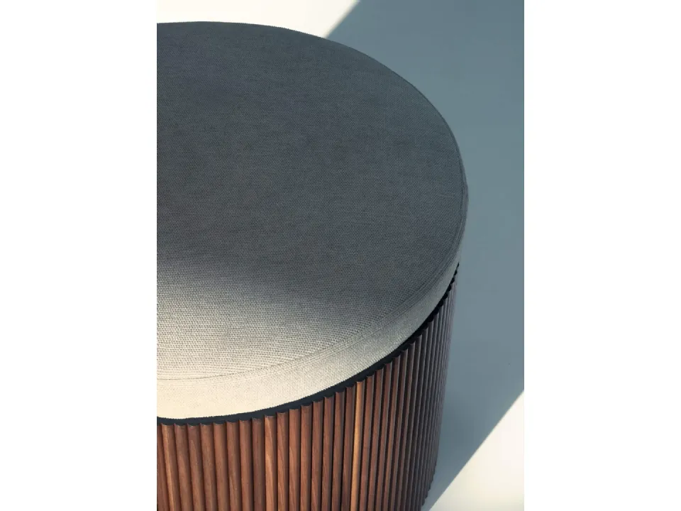 Lema's fabric and wood Pouf Drum.