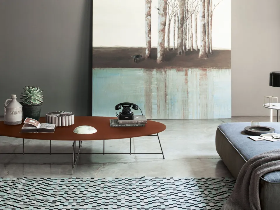 Mr. Zheng oval lacquered side table by Lema
