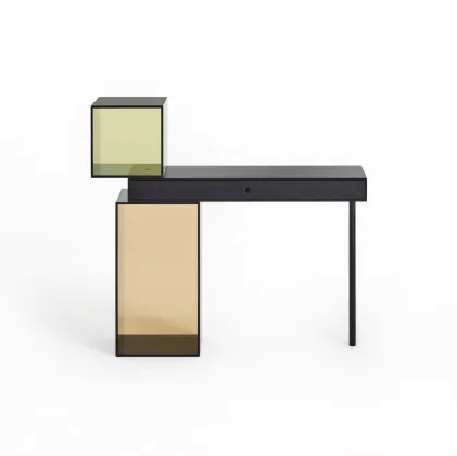 Glass and wood Ratio writing desk by Glas Italia.