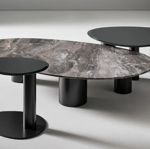 Sasso side table in marble or crystal by Bonaldo