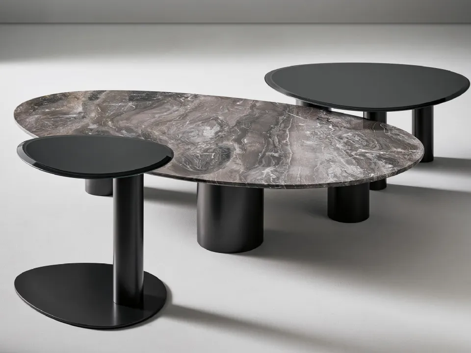 Sasso side table in marble or crystal by Bonaldo