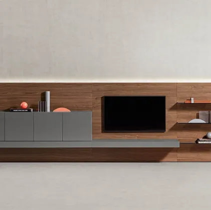 Wall unit People in Ash Gray lacquer by Pianca