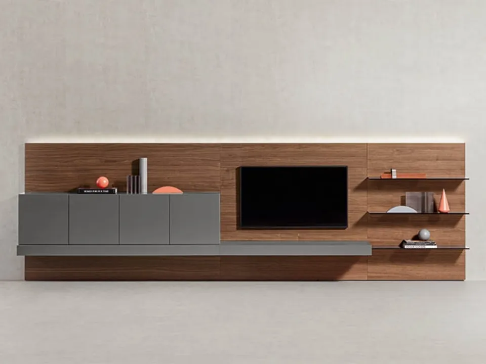 Wall unit People in Ash Gray lacquer by Pianca