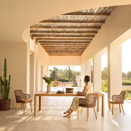 Iroko wood table Gianna by Varaschin.