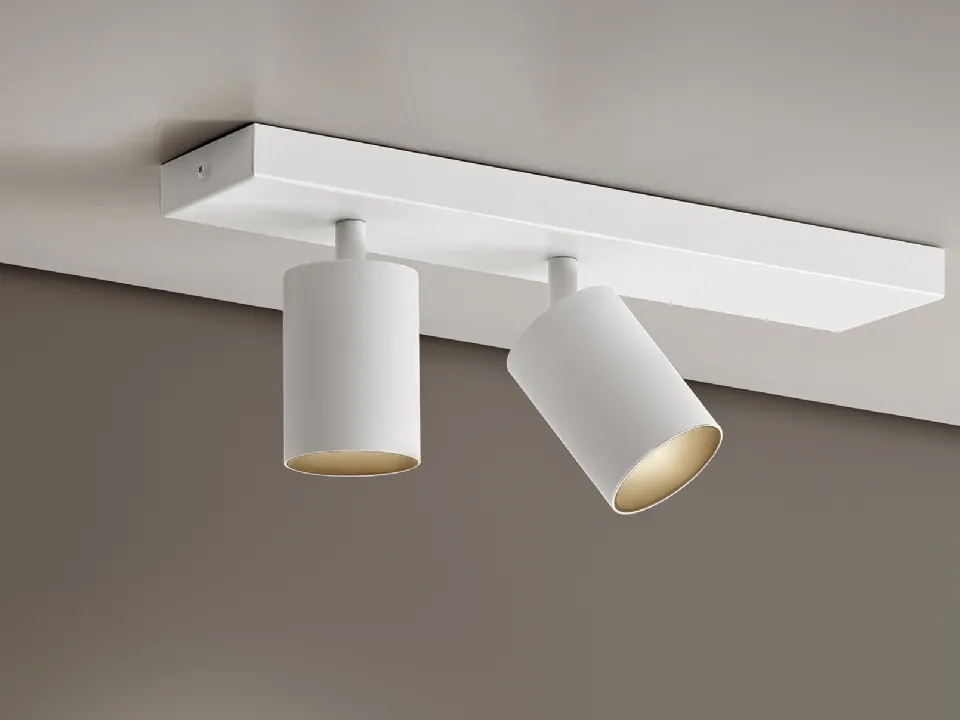 Directional White Metal Carl2 Ceiling Lamp by Panzeri.