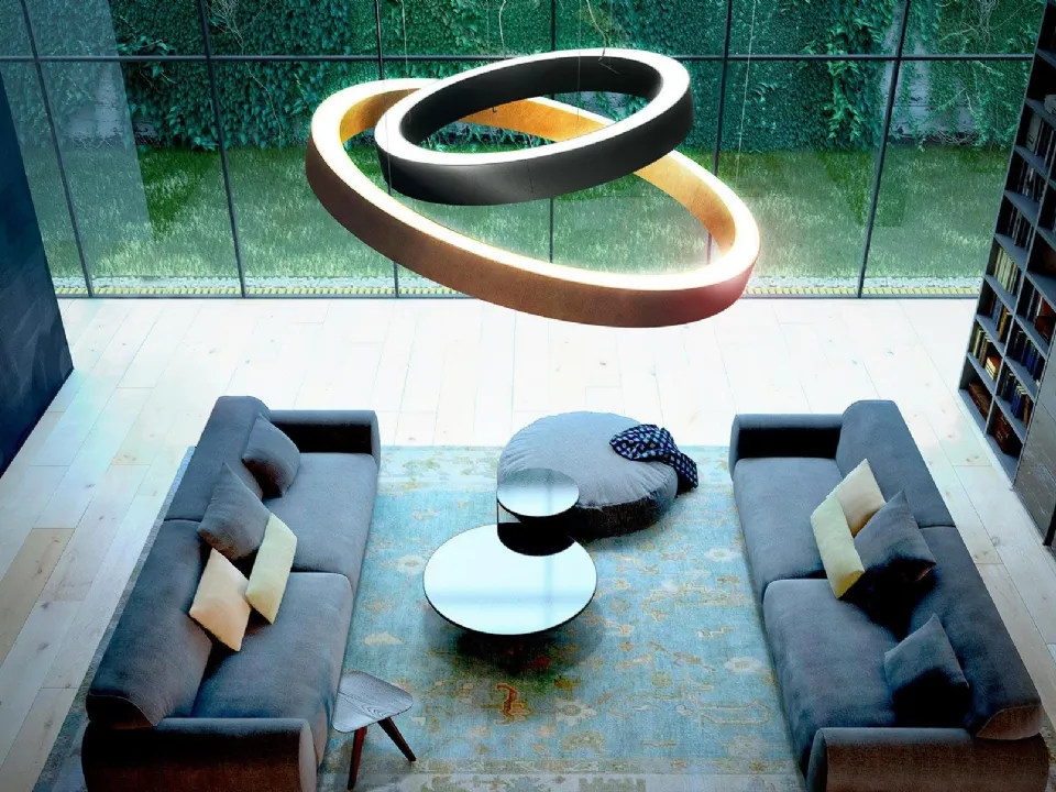 Golden Ring pendant lamp by Panzeri
