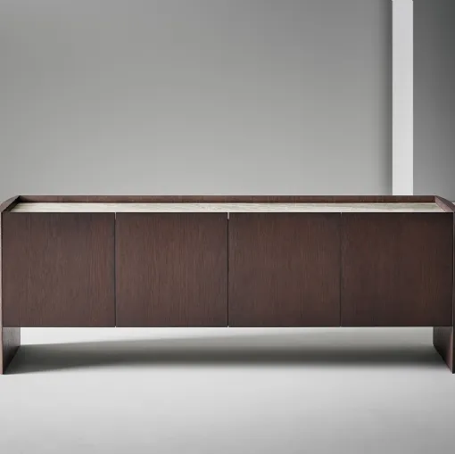 Alicanto wooden sideboard with a ceramic top and 4 doors, by Bonaldo.