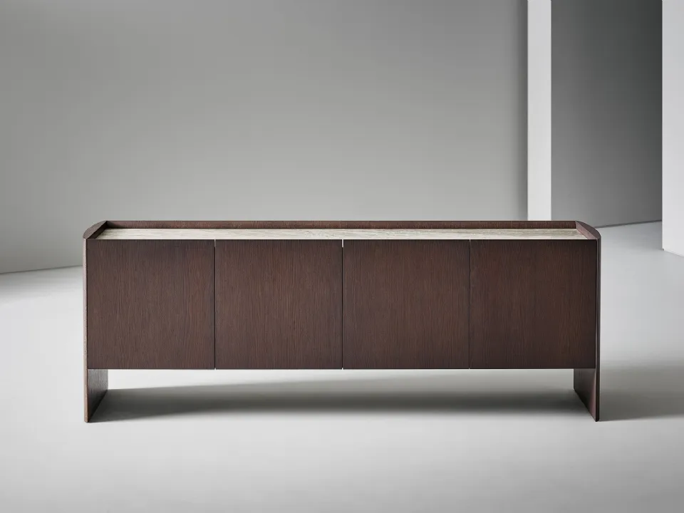 Alicanto wooden sideboard with a ceramic top and 4 doors, by Bonaldo.