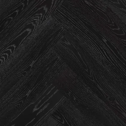 Parquet floor with black Asiti Spine design in oak by Giacobazzi.