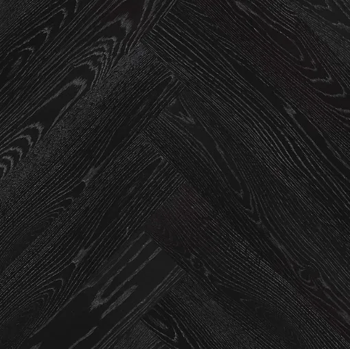Parquet floor with black Asiti Spine design in oak by Giacobazzi.