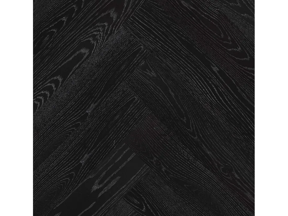Parquet floor with black Asiti Spine design in oak by Giacobazzi.