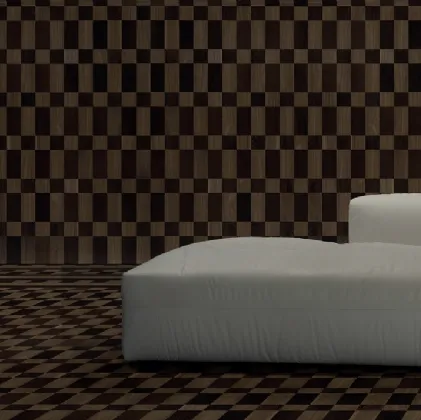 Parquet Tiles Arrocco in American walnut and wenge essence by Giacobazzi.