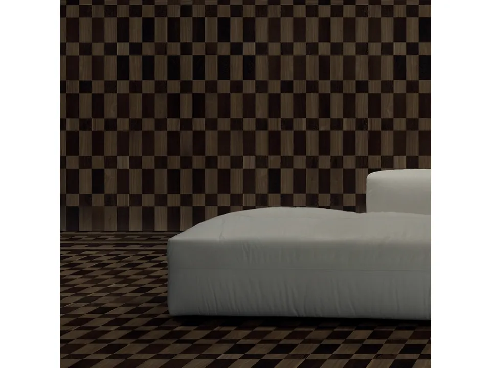 Parquet Tiles Arrocco in American walnut and wenge essence by Giacobazzi.