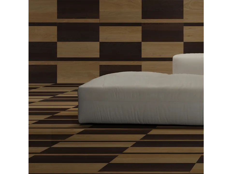 Parquet Tiles Segments in European oak essence and wenge by Giacobazzi.