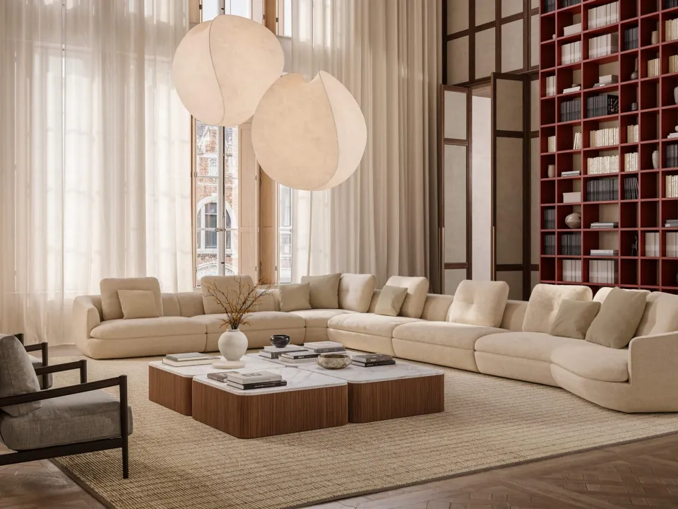 Lema's Mirea corner sofa in upholstered fabric