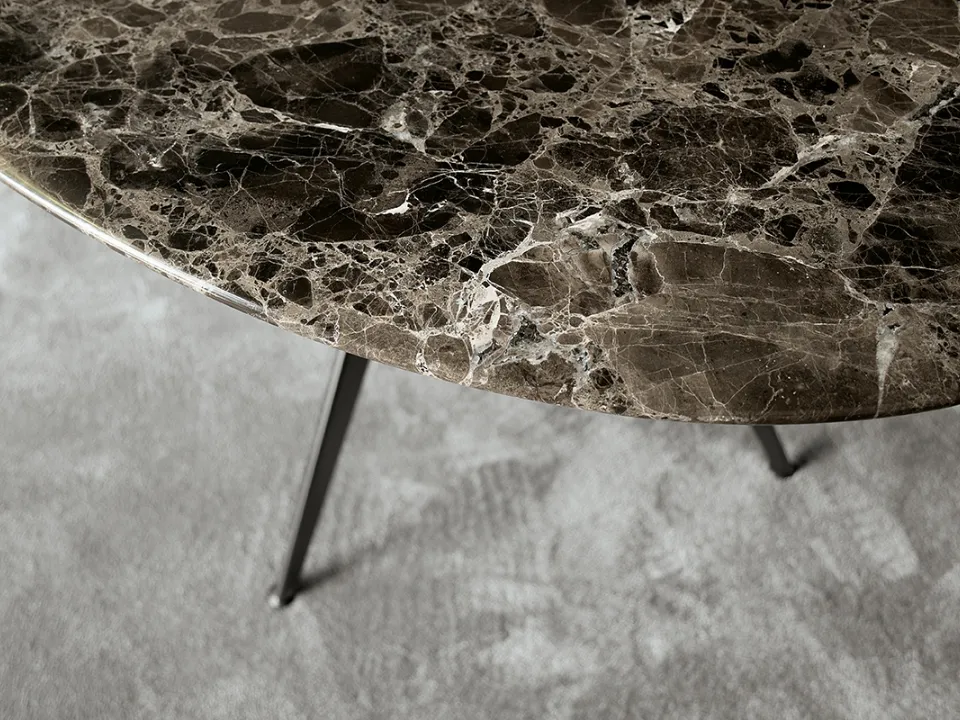 Balance table configuration 01 with Emperador Dark marble top and bronze steel frame by Extendo.