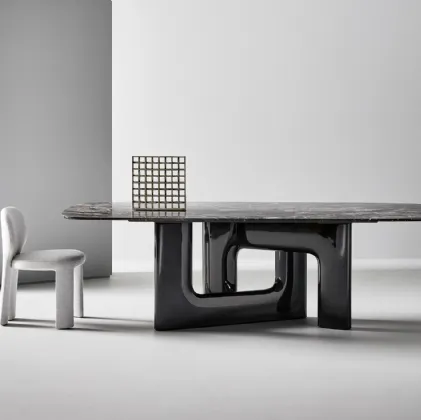 Design table Liaison with marble top and polyurethane base by Bonaldo