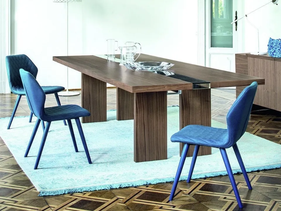 Ritz 2870 wooden table with glass insert by Bross Italia.