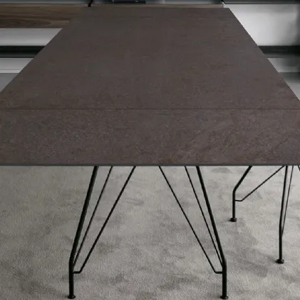 Table T11 configuration 03 with porphyry ceramic top and steel frame by Extendo